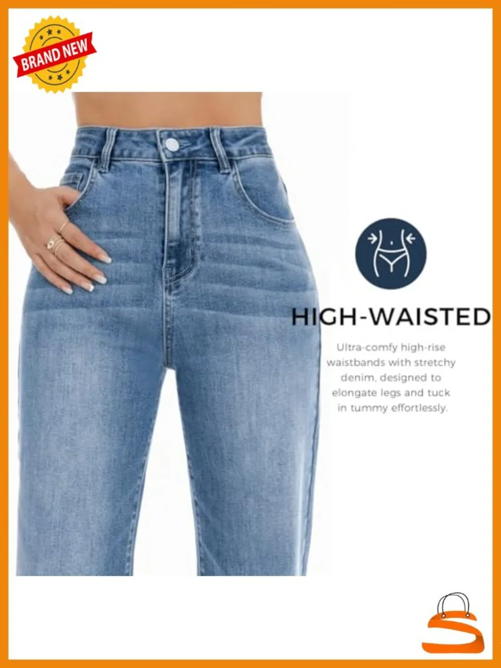 Womens Wide Leg Jeans High Waisted Baggy Straight Leg Loose Stretchy Casual